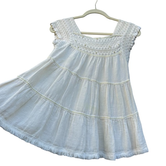 Free People Ivory Linen Crochet Bohemian Tribal Tank Top  -  XS - Picture 7 of 14